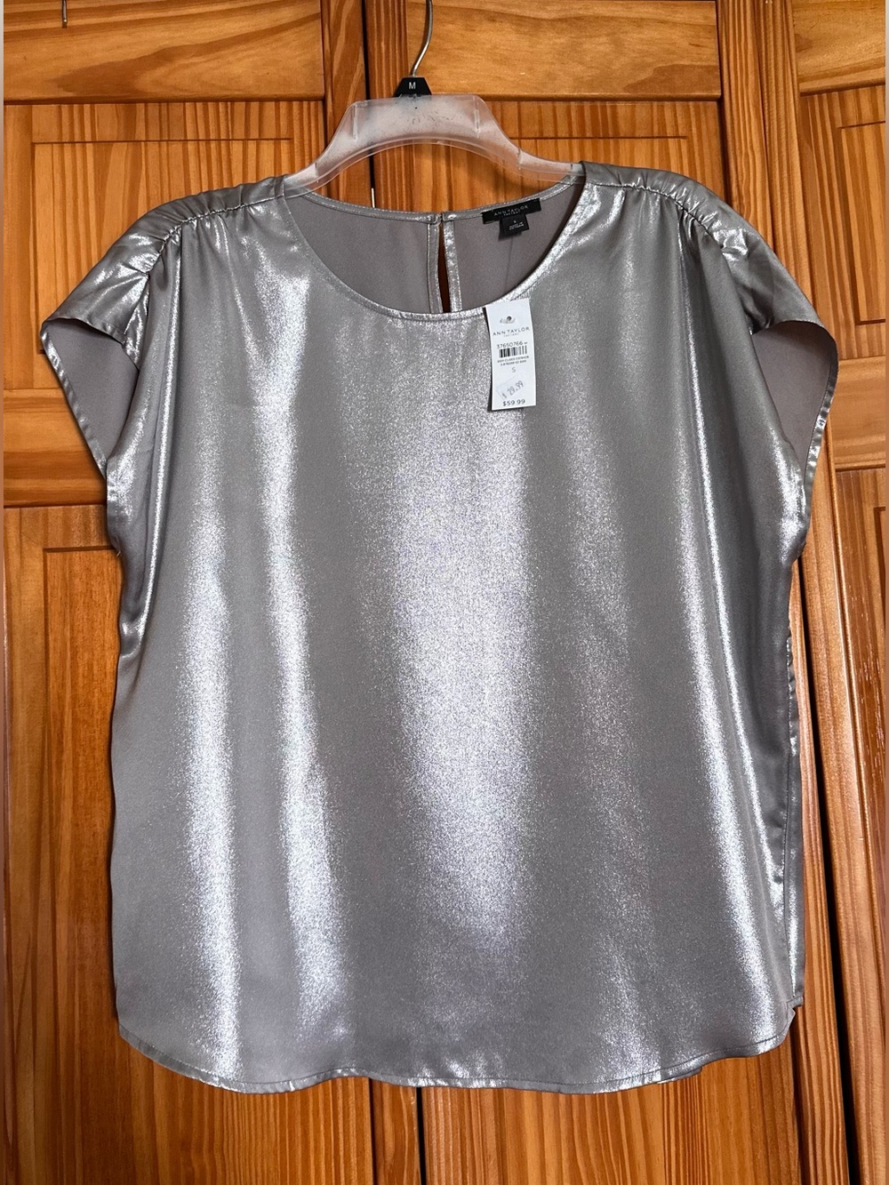 Ann Taylor Factory Metallic Silver Blouse – NWT – Size S